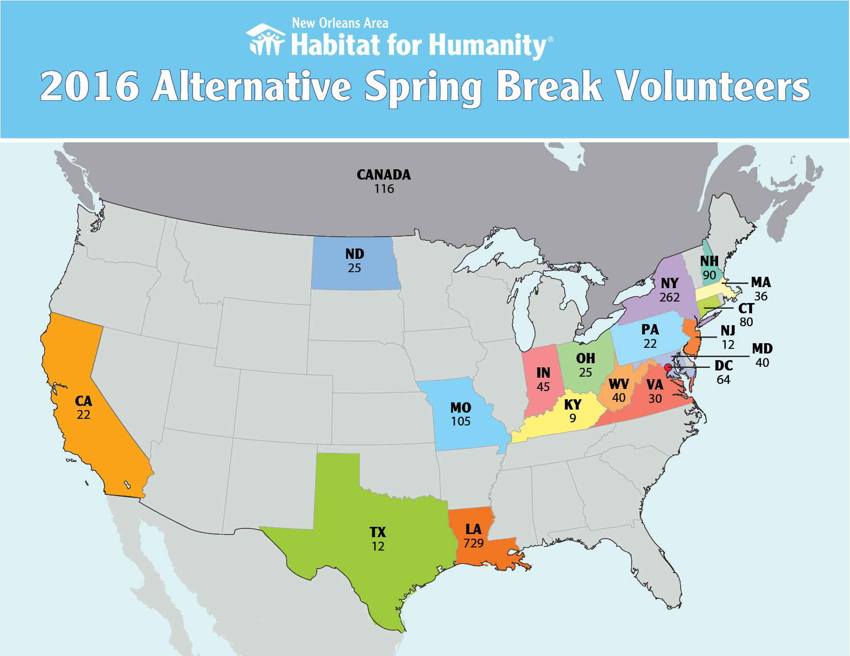 2016 Spring Break Map