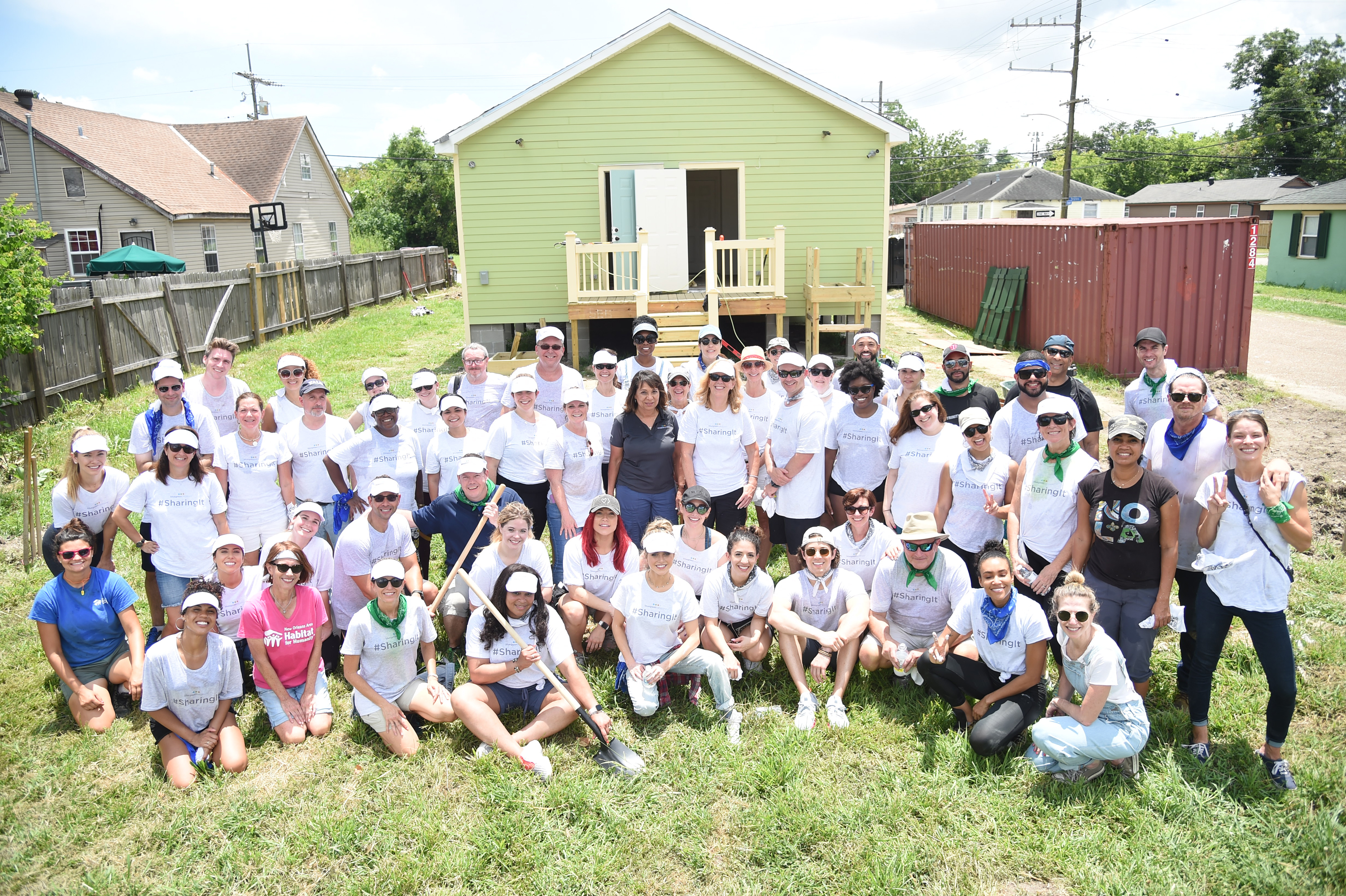 Stephanie Giordano, Famous Rhodes, Jennifer Williams, Sharna Burgess, Sasha Pieterse, Olivia Jordan, Jason Lewis, Annie Ilonzeh, Anne Winters, Brandon Larracuente, Paulette Kam, and Taylor Beau Makohoniuk join Bluegreen Vacations and New Orleans area Habitat for Humanity to construct a home in the Lower 9th Ward in New Orleans, LA @bgvmarquee #onyourmarquee #bluegreenvacations @habitatnola